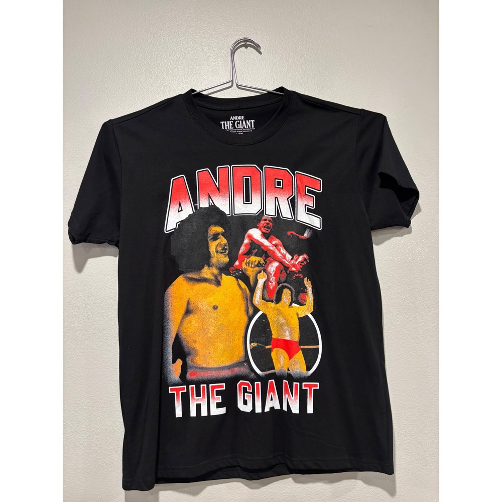 Andre The Giant Mens XL Black Graphic T-Shirt Wrestling Legend Short Sleeve Tee